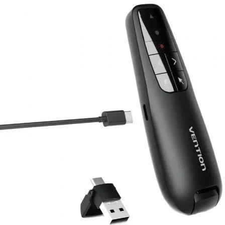 Vention Presentador inalámbrico KQPB0 2.4GHz Negro con Air Mouse y Láser Rojo